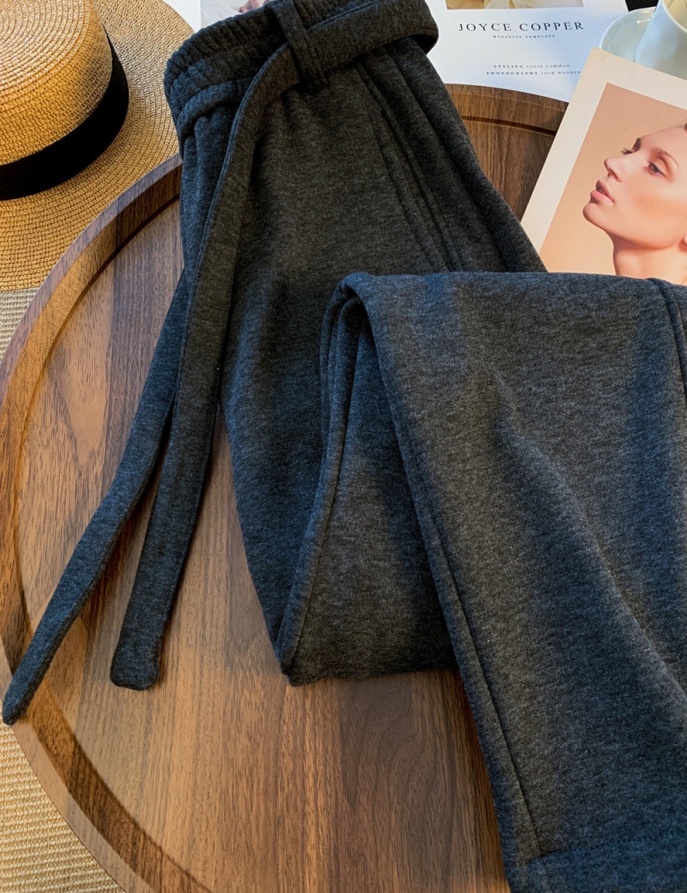 Thick wide leg pants gray pants for women