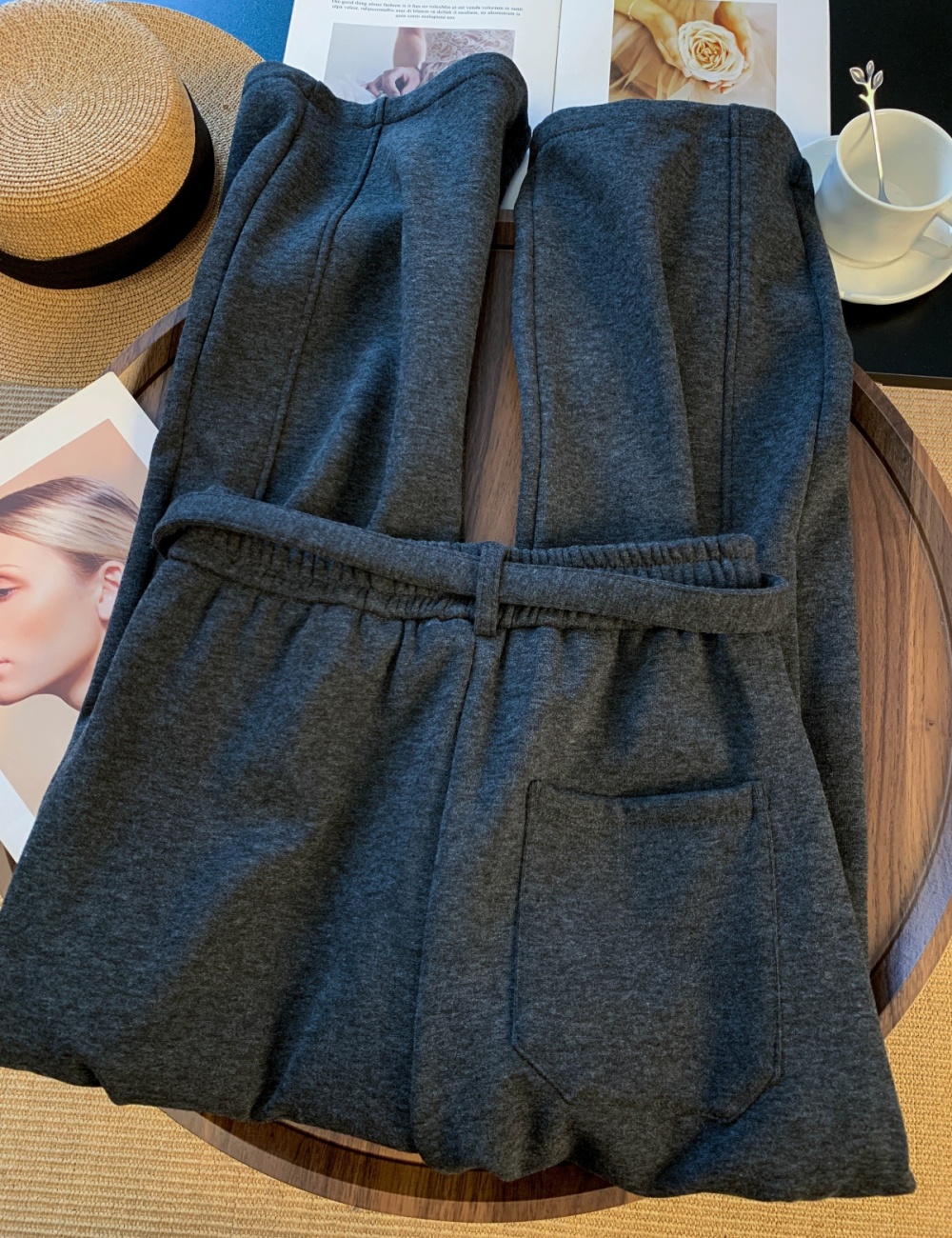 Thick wide leg pants gray pants for women