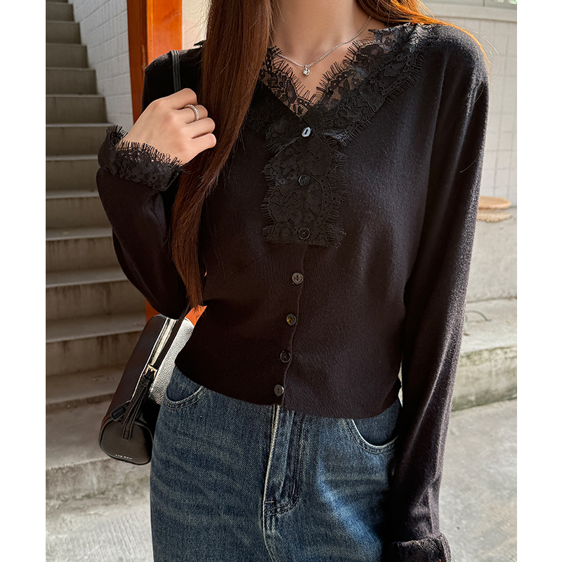 Splice autumn and winter tops lace cardigan for women