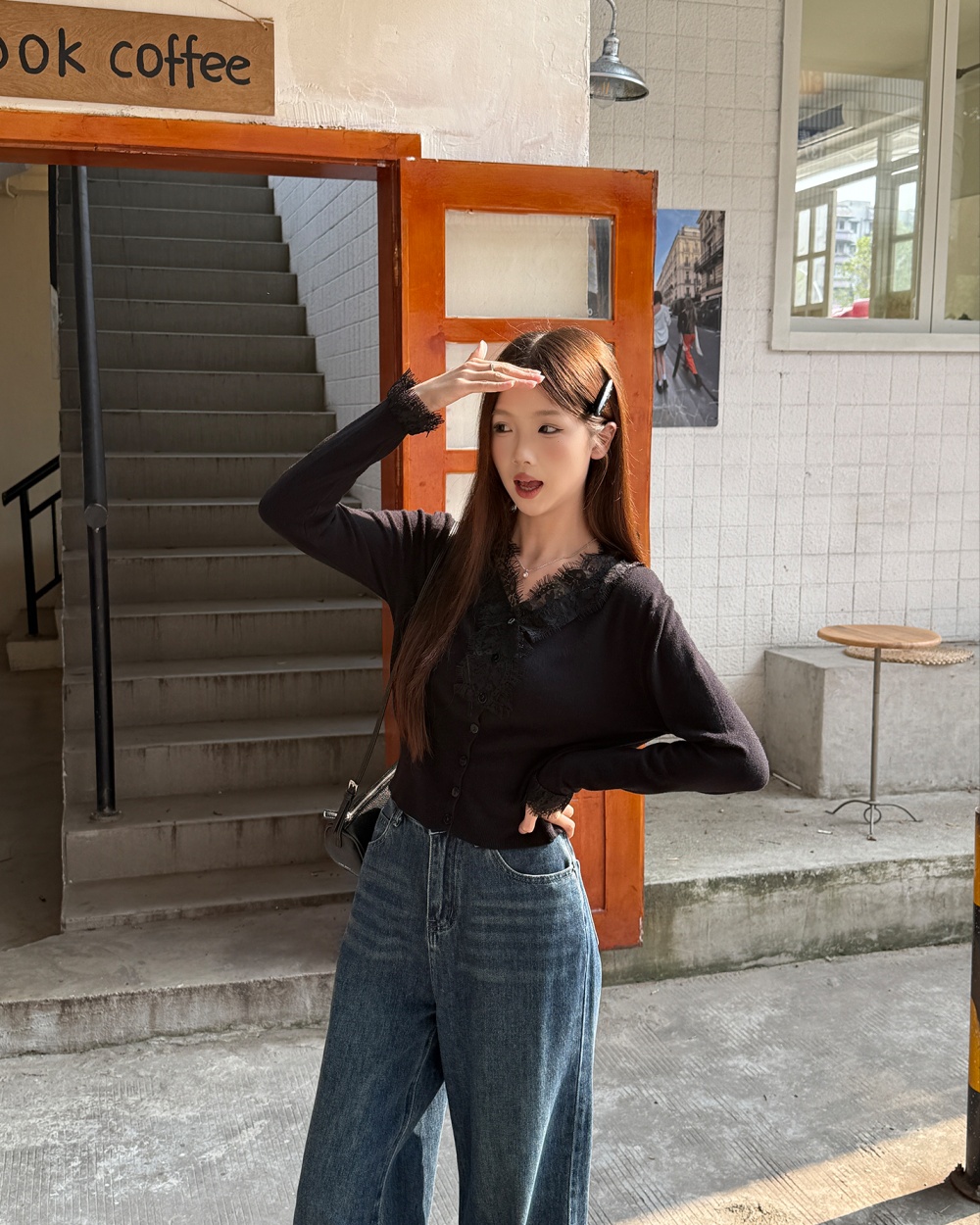 Splice autumn and winter tops lace cardigan for women