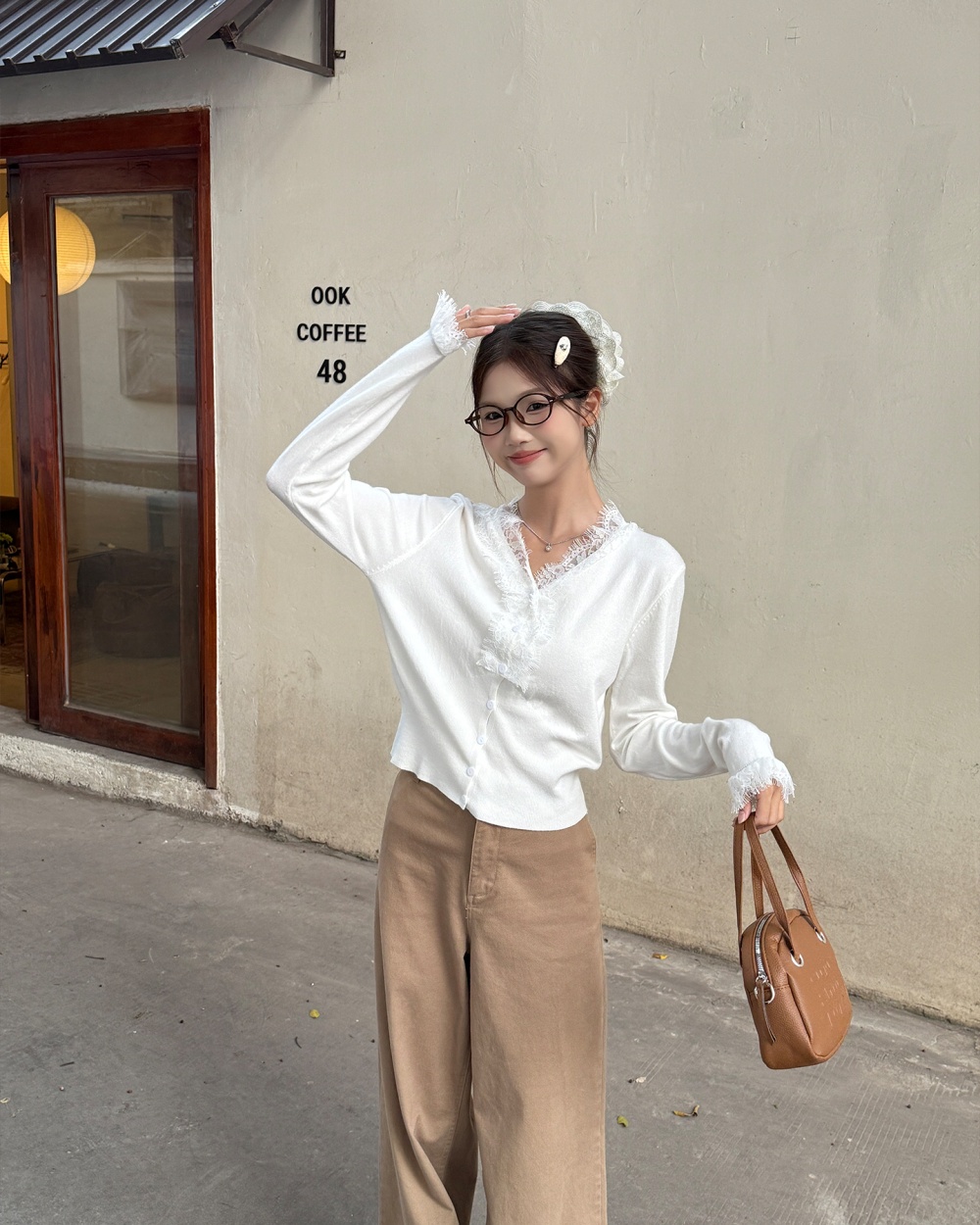 Splice autumn and winter tops lace cardigan for women