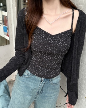 Floral cardigan autumn vest 2pcs set for women