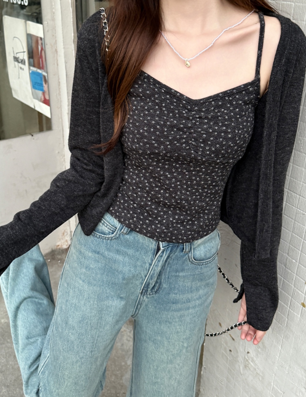 Floral cardigan autumn vest 2pcs set for women