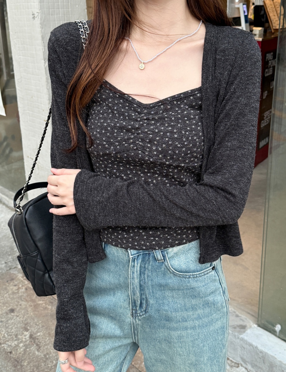 Floral cardigan autumn vest 2pcs set for women