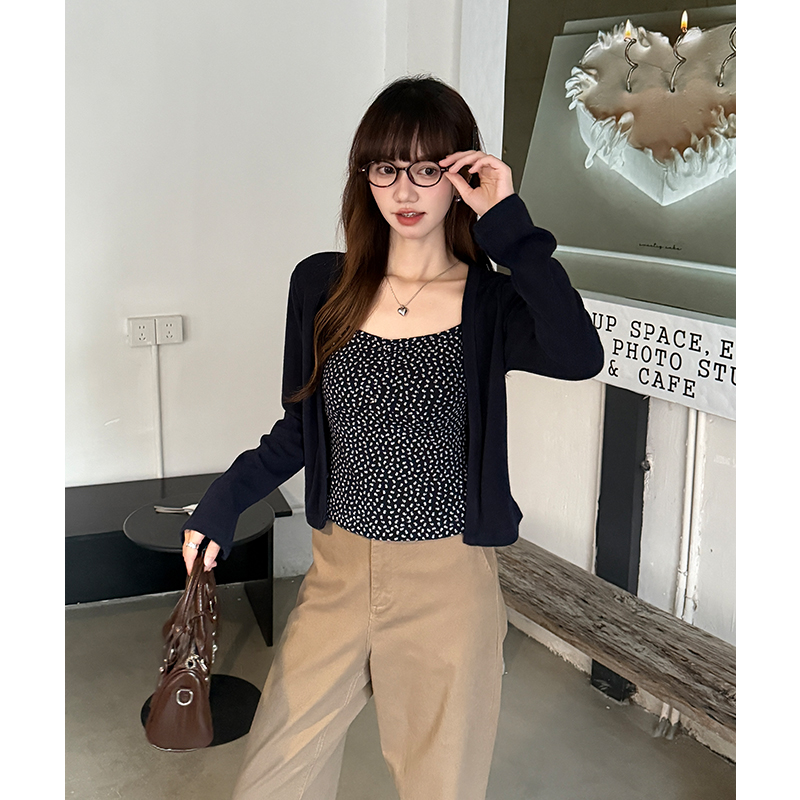 Floral cardigan autumn vest 2pcs set for women