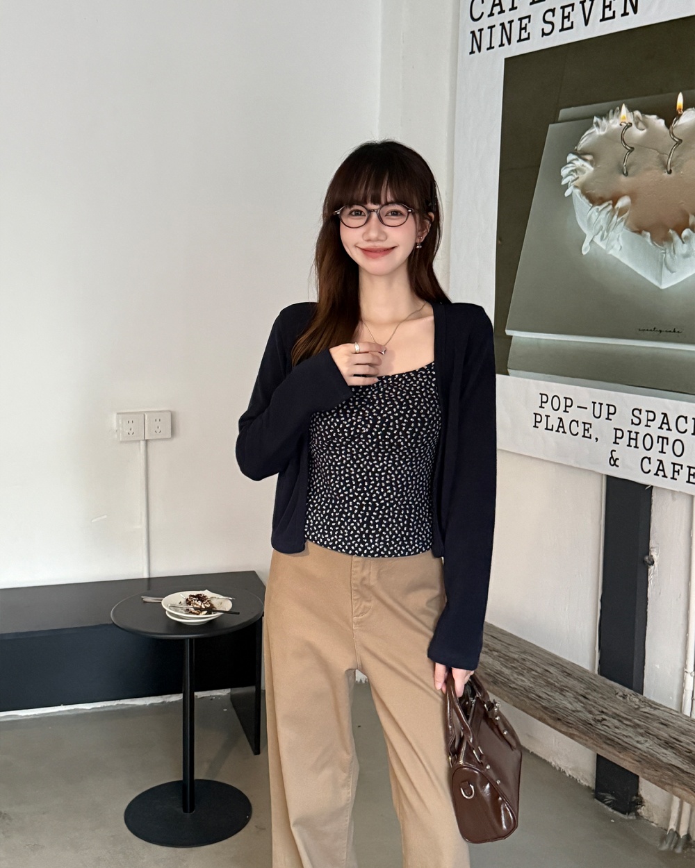 Floral cardigan autumn vest 2pcs set for women