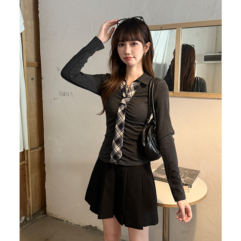 Mixed colors T-shirt bottoming shirt for women