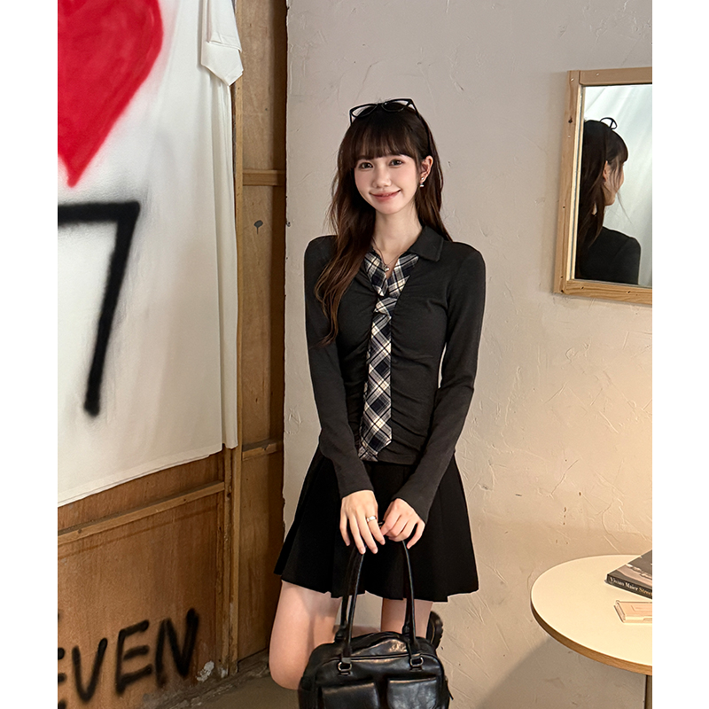 Mixed colors T-shirt bottoming shirt for women