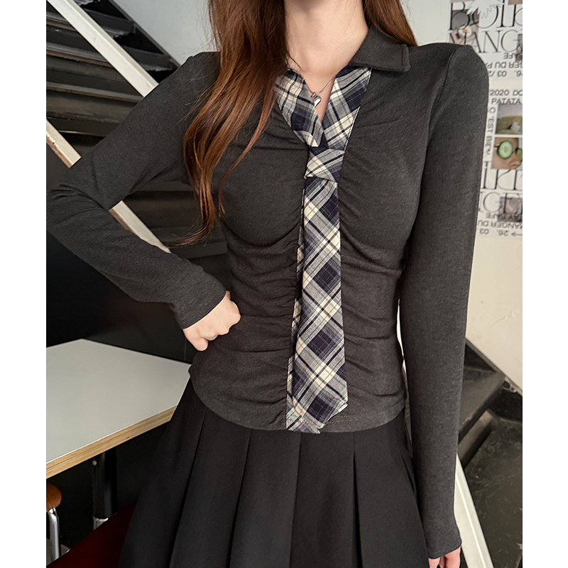 Mixed colors T-shirt bottoming shirt for women