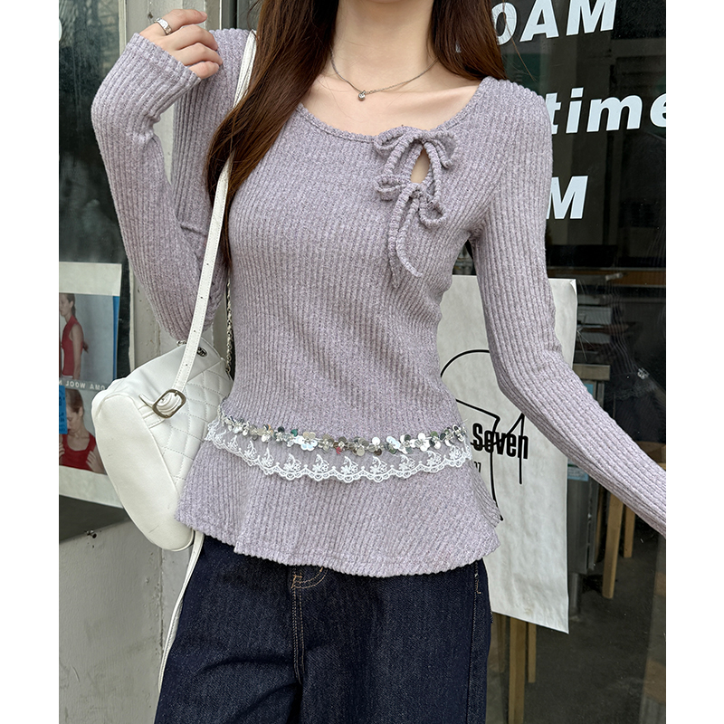 Autumn frenum tops inside the ride purple sweater