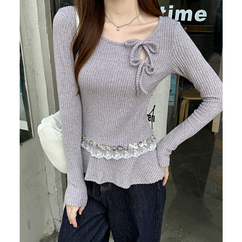 Autumn frenum tops inside the ride purple sweater