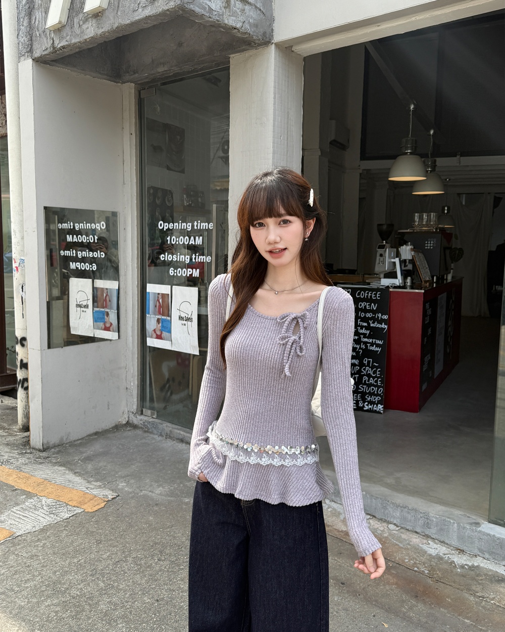 Autumn frenum tops inside the ride purple sweater