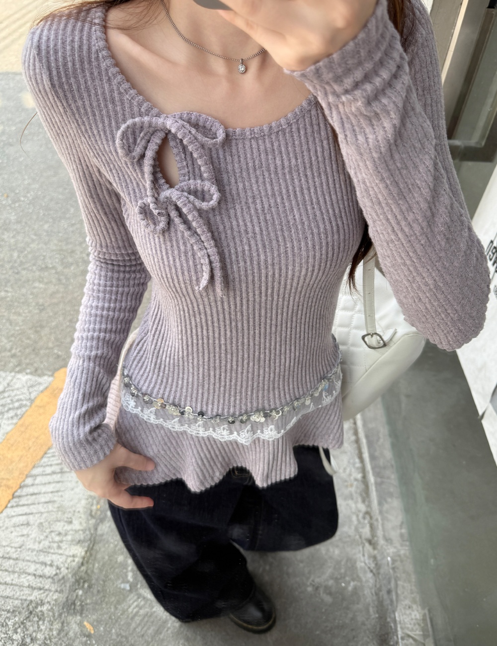 Autumn frenum tops inside the ride purple sweater