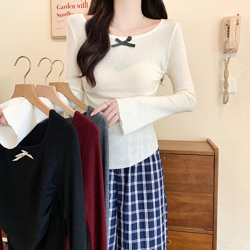 Long sleeve thermal tops pure short sweater for women