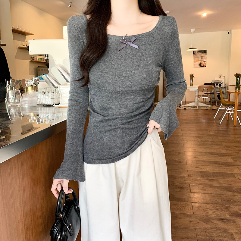 Long sleeve thermal tops pure short sweater for women