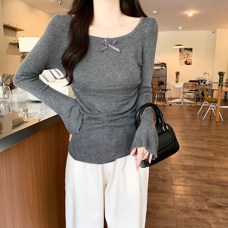 Long sleeve thermal tops pure short sweater for women