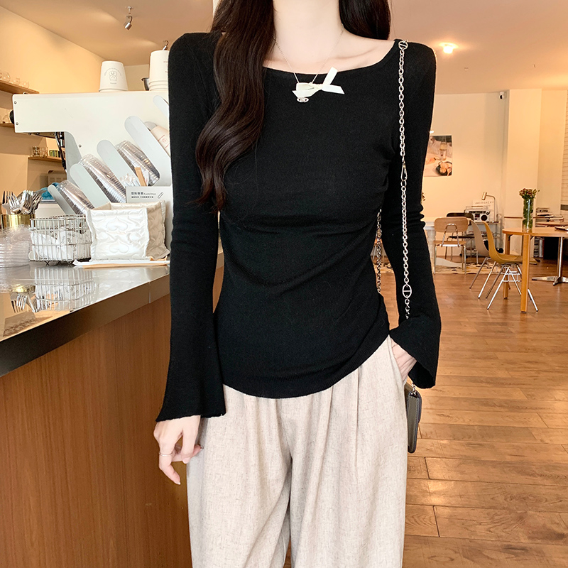 Long sleeve thermal tops pure short sweater for women