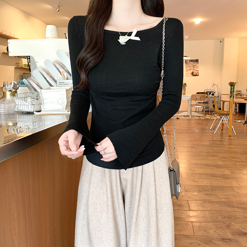 Long sleeve thermal tops pure short sweater for women