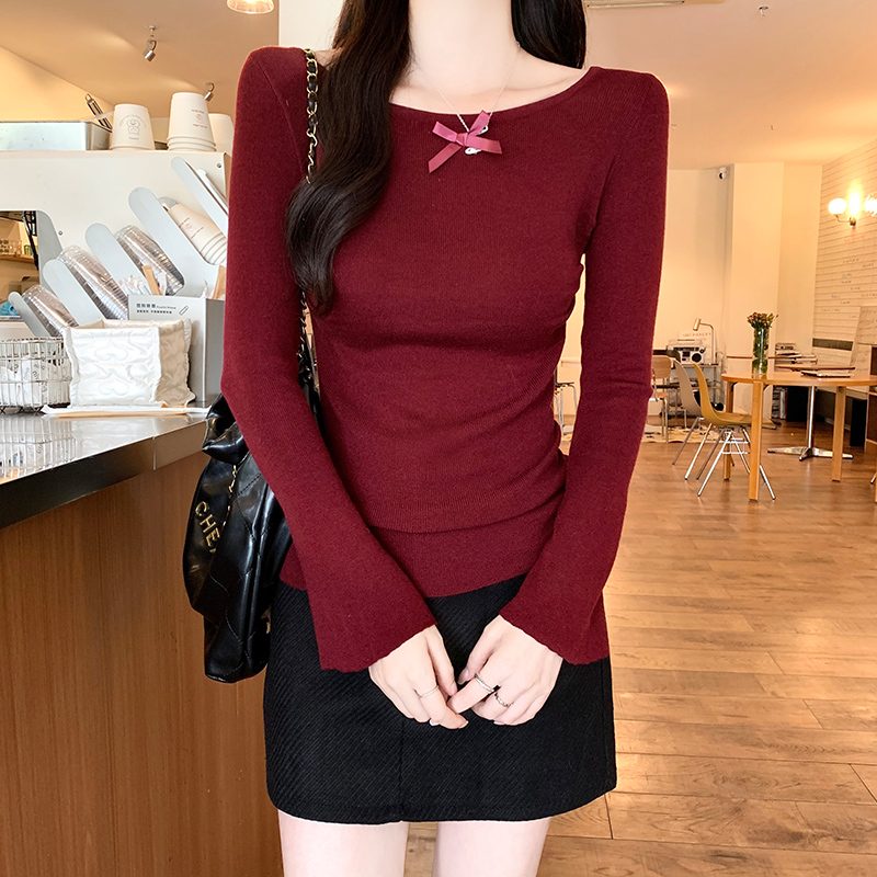 Long sleeve thermal tops pure short sweater for women