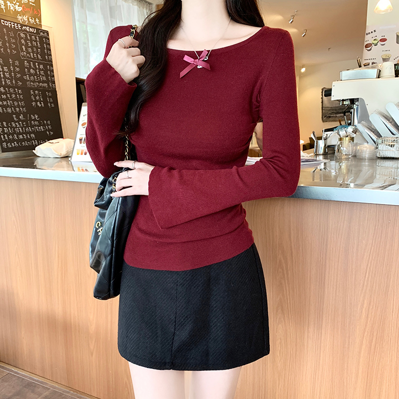 Long sleeve thermal tops pure short sweater for women