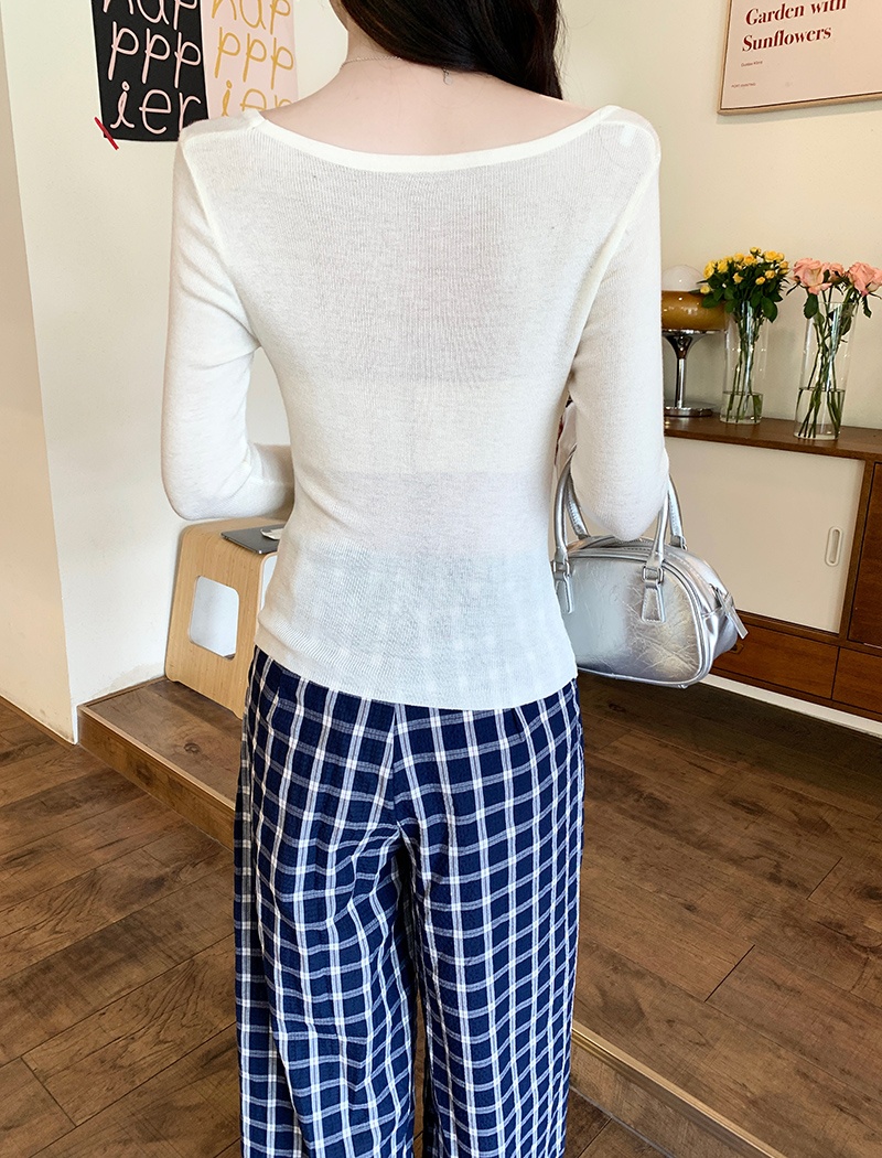 Long sleeve thermal tops pure short sweater for women