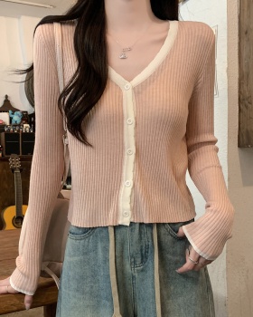 Mixed colors wool sweater long sleeve tops for women