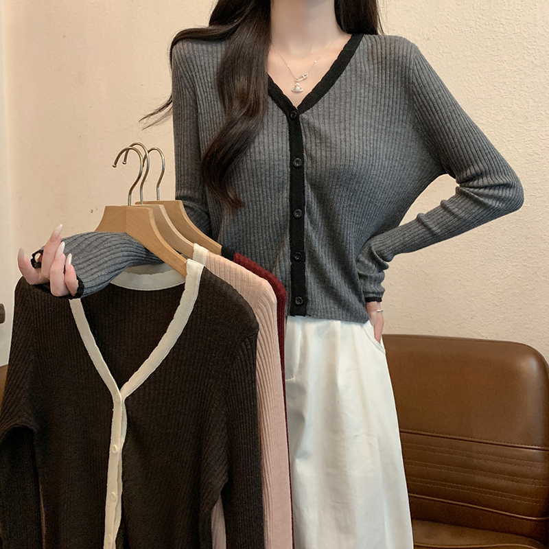 Mixed colors wool sweater long sleeve tops for women