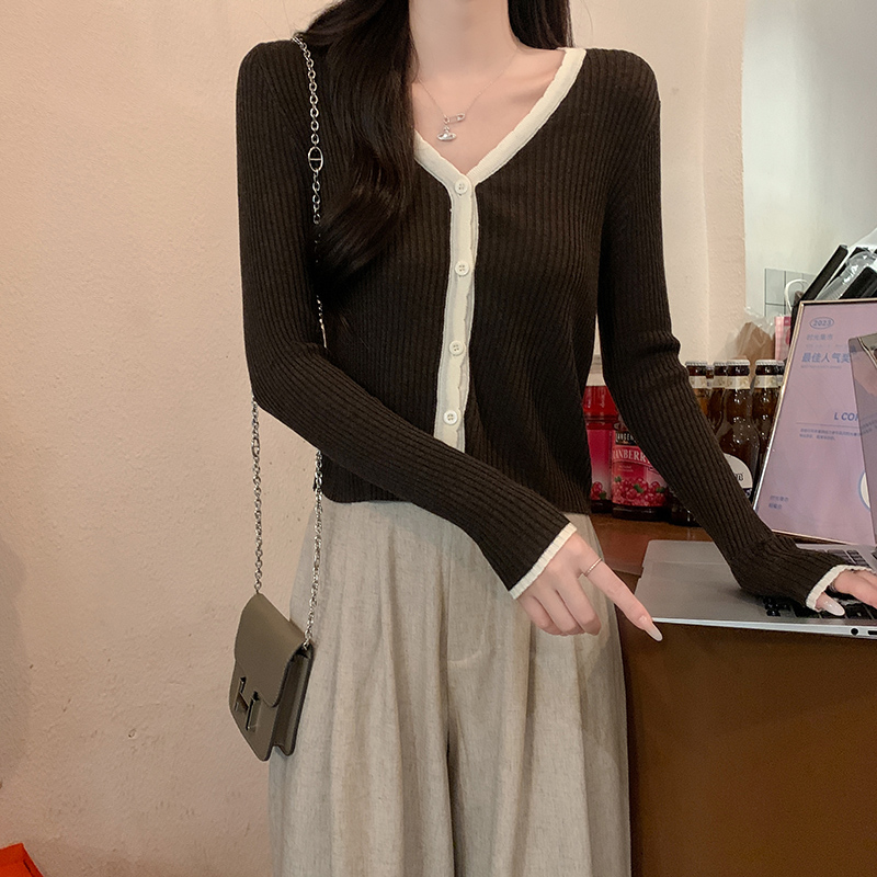 Mixed colors wool sweater long sleeve tops for women