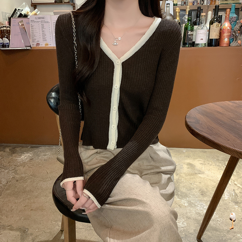 Mixed colors wool sweater long sleeve tops for women