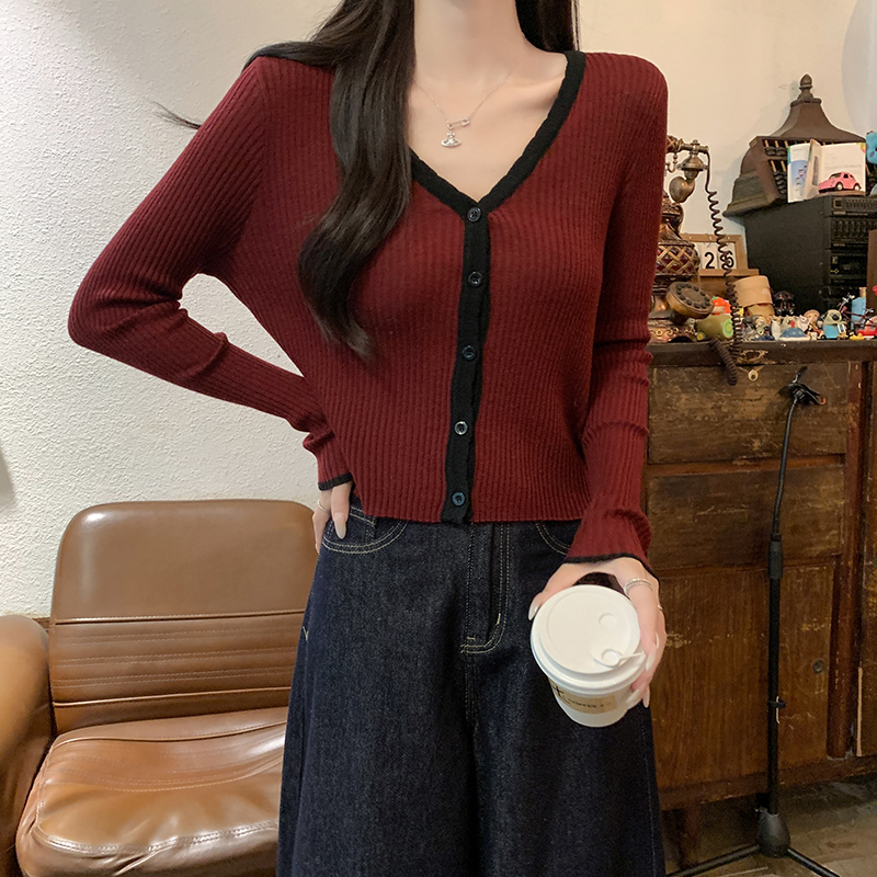 Mixed colors wool sweater long sleeve tops for women