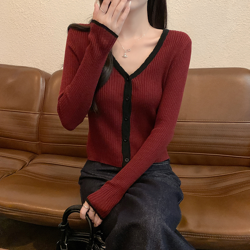Mixed colors wool sweater long sleeve tops for women