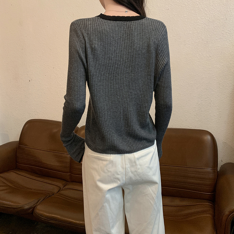 Mixed colors wool sweater long sleeve tops for women