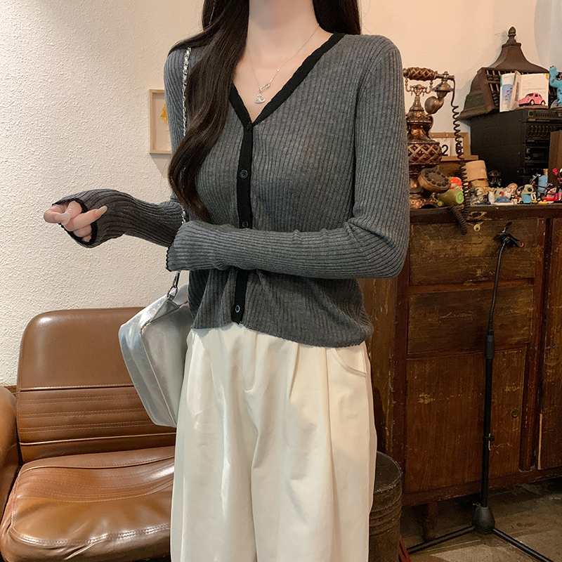 Mixed colors wool sweater long sleeve tops for women