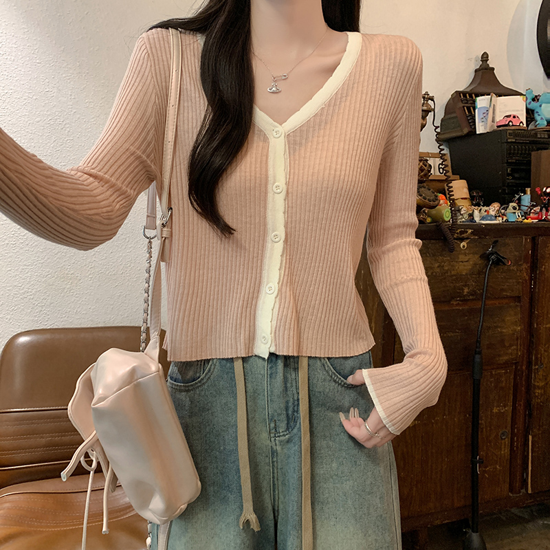 Mixed colors wool sweater long sleeve tops for women
