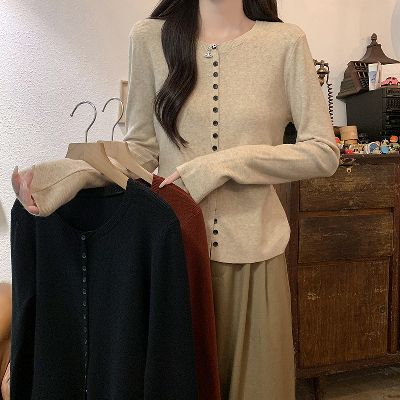 Thermal autumn and winter tops pure round neck sweater