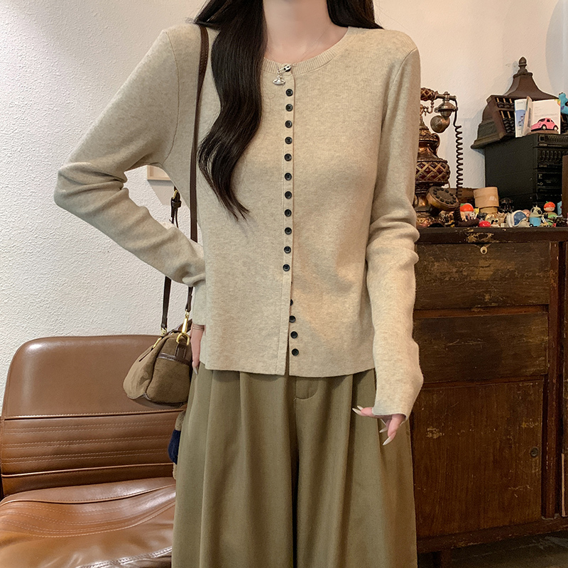 Thermal autumn and winter tops pure round neck sweater