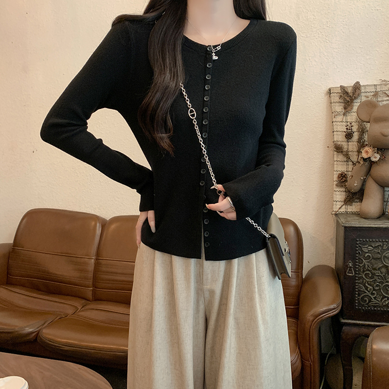 Thermal autumn and winter tops pure round neck sweater