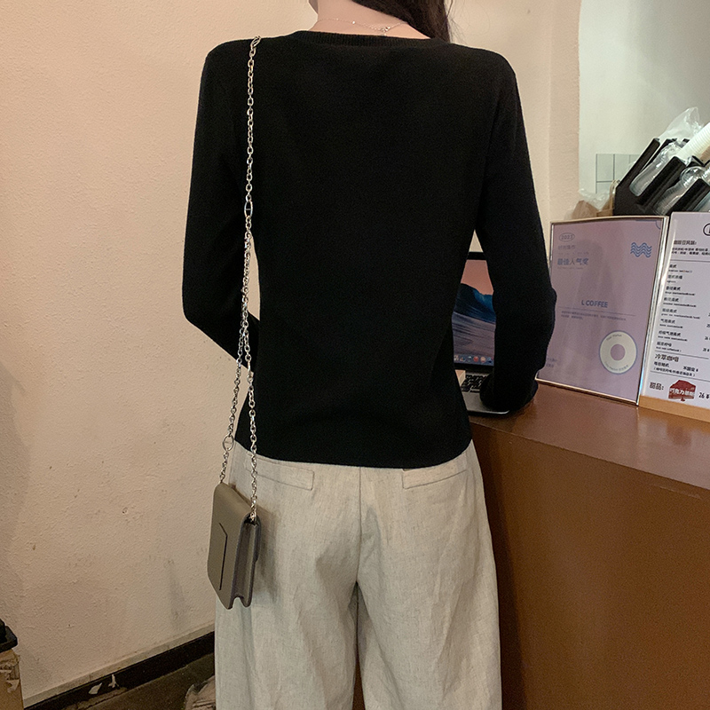 Thermal autumn and winter tops pure round neck sweater