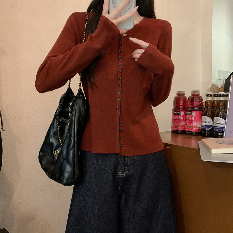 Thermal autumn and winter tops pure round neck sweater