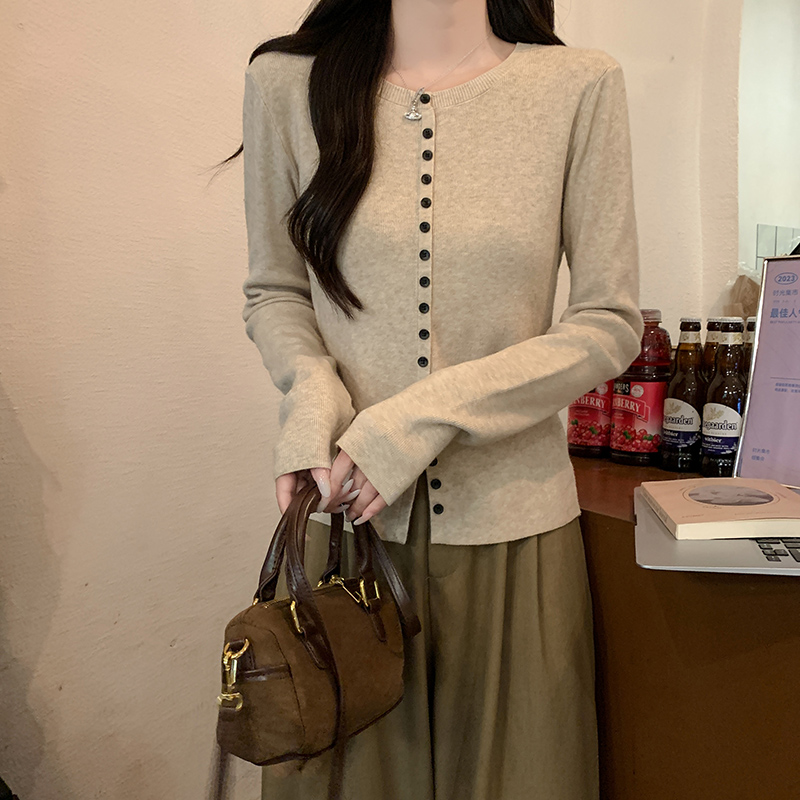Thermal autumn and winter tops pure round neck sweater