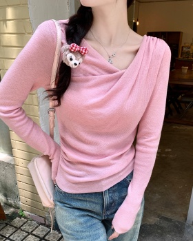 Long sleeve V-neck sweater wool pure tops for women