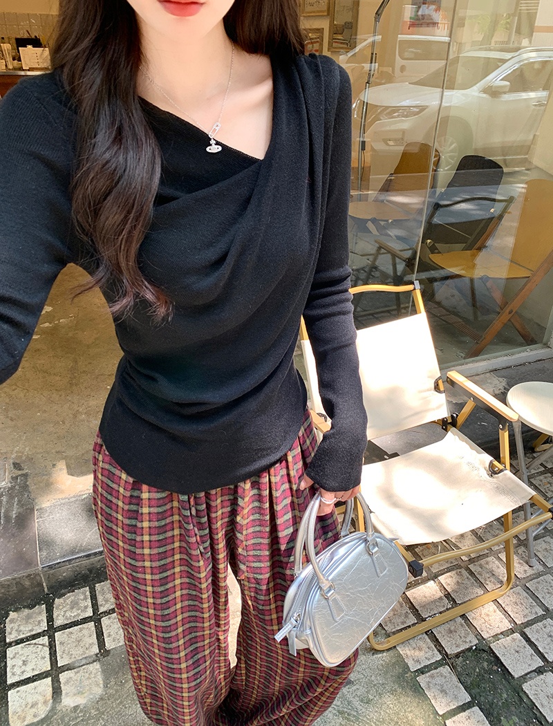 Long sleeve V-neck sweater wool pure tops for women