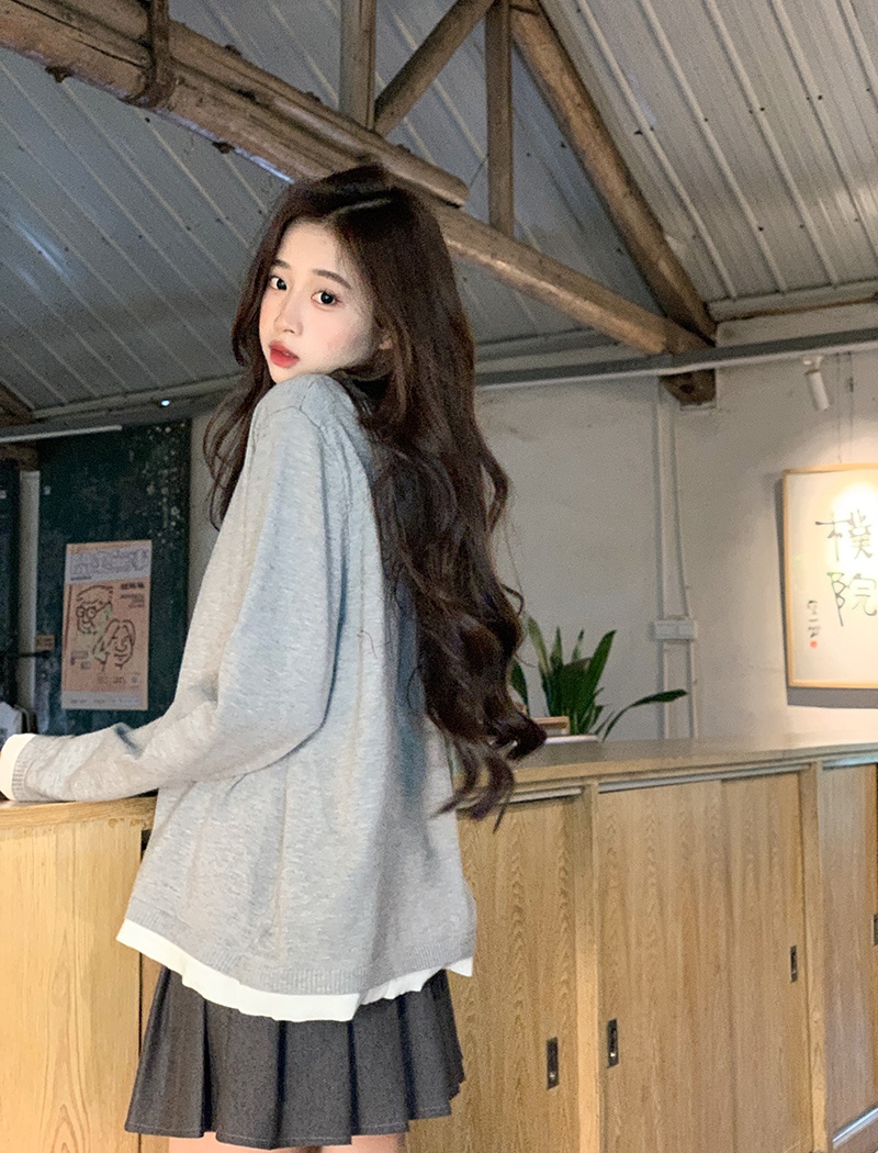 Round neck slim tops long sleeve sweater for women