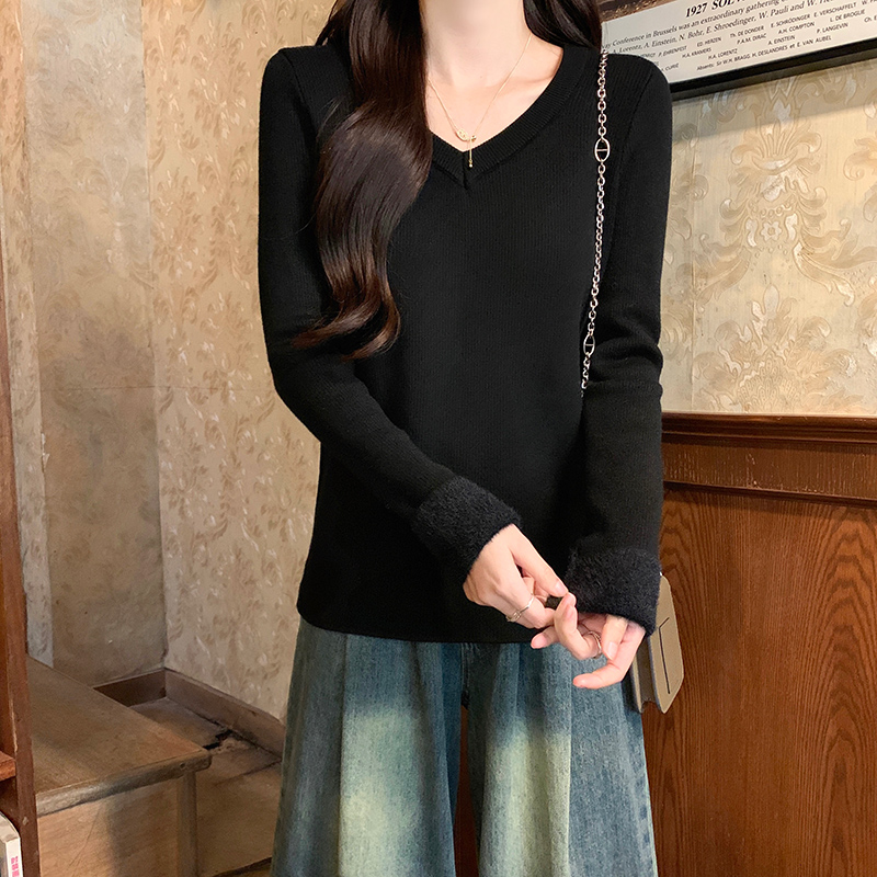 Short tops long sleeve bottoming shirt for women