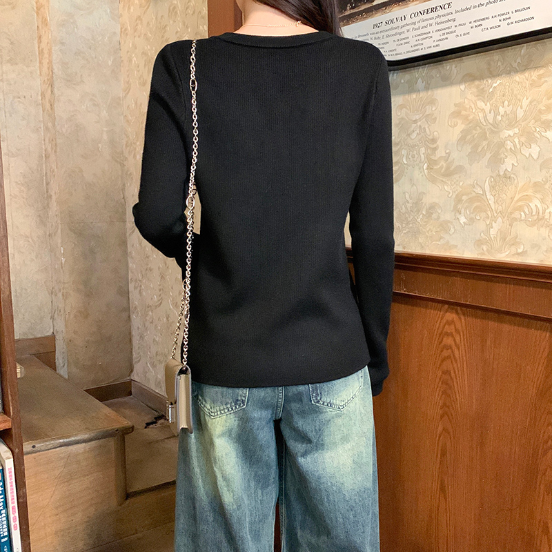 Short tops long sleeve bottoming shirt for women