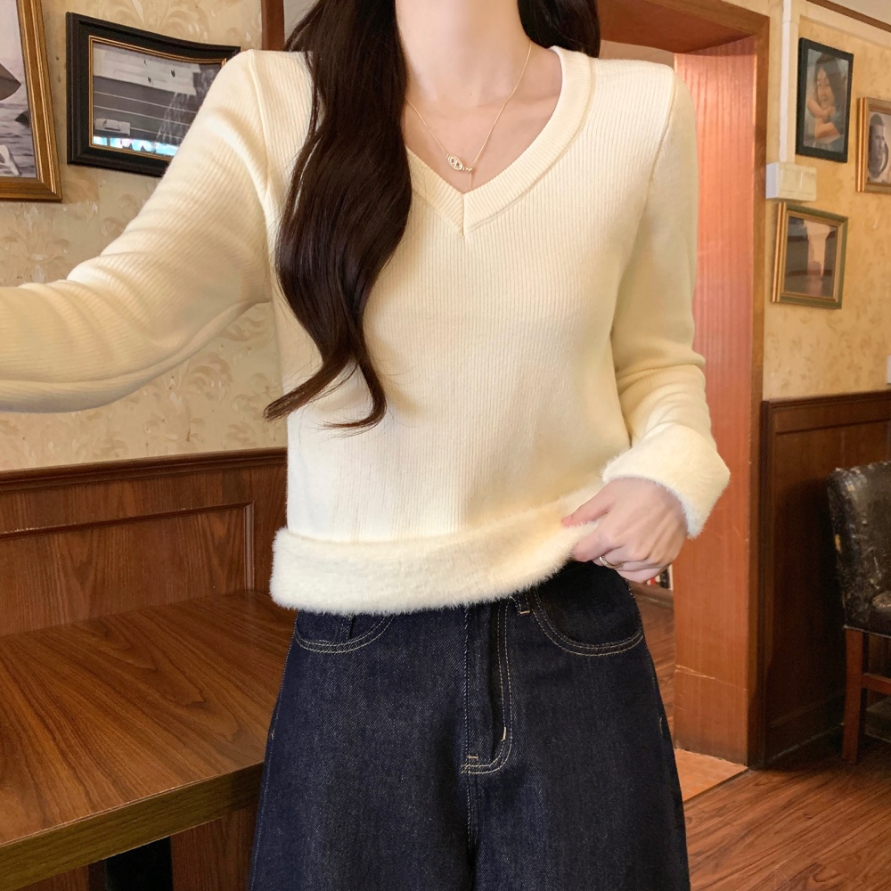 Short tops long sleeve bottoming shirt for women