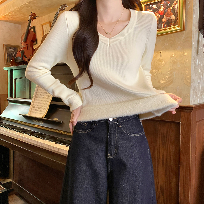 Short tops long sleeve bottoming shirt for women