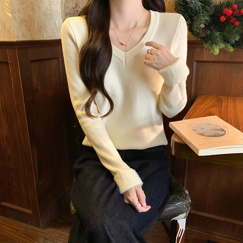Short tops long sleeve bottoming shirt for women