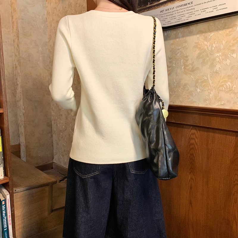 Short tops long sleeve bottoming shirt for women