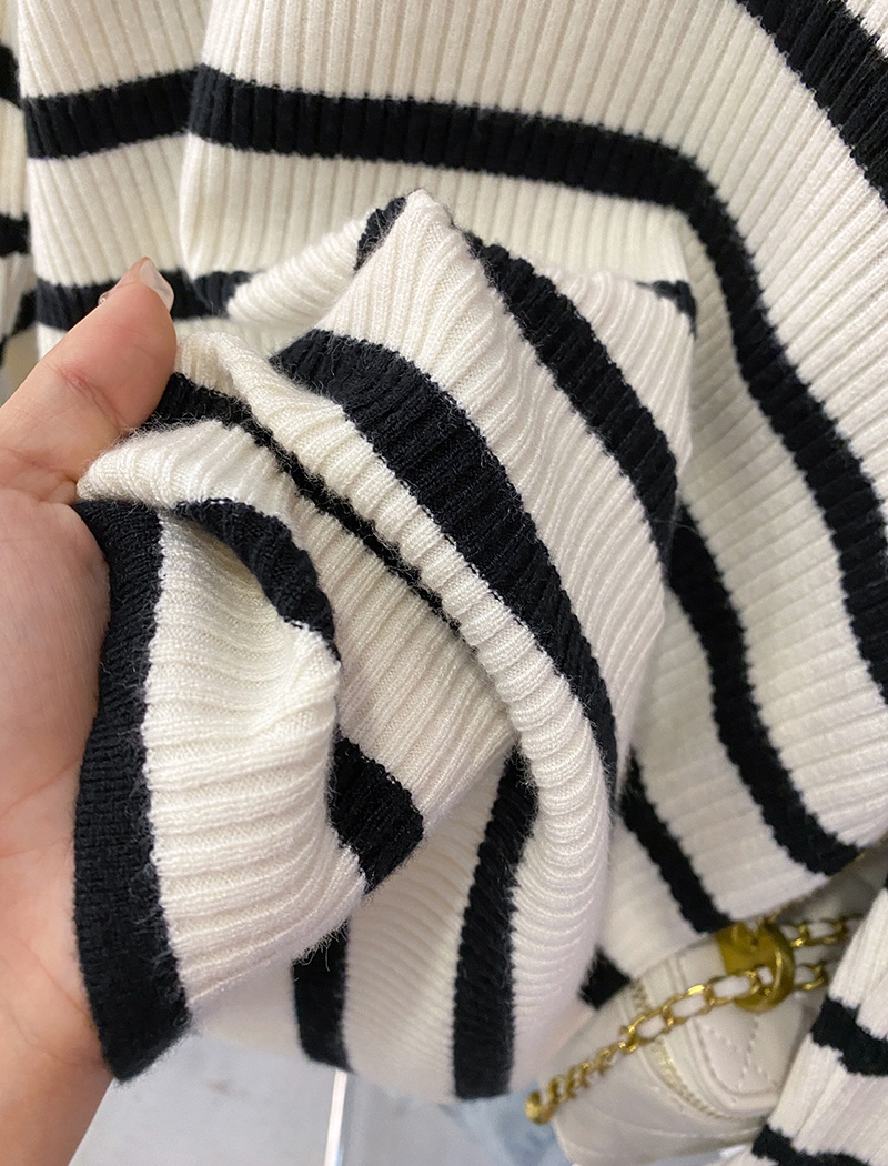 Long sleeve stripe sweater thermal tops for women